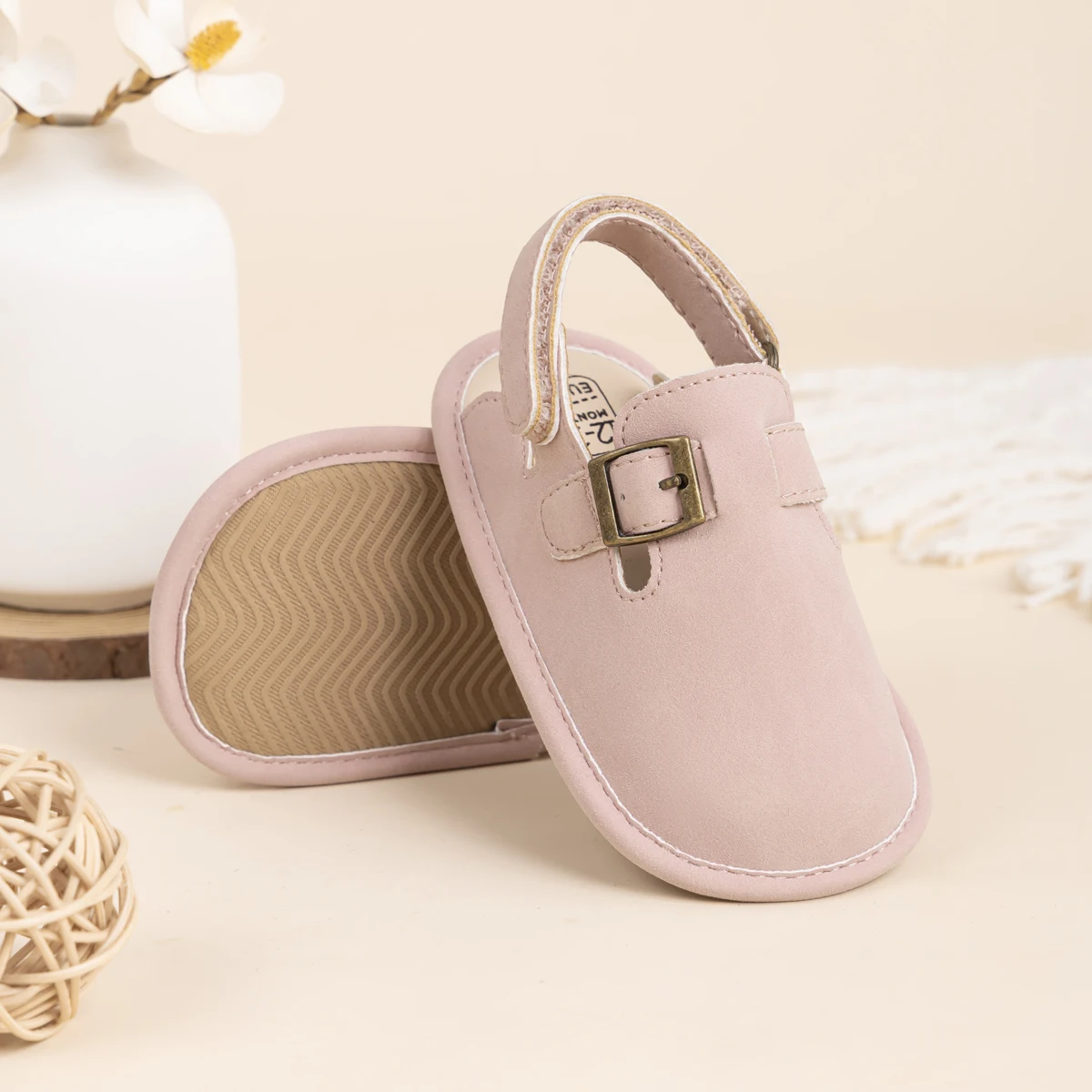 

Meckior Baby Strap Sandals Soft Sole Faux Suede Infant Casual Shoes Warm Baby Crib Shoes