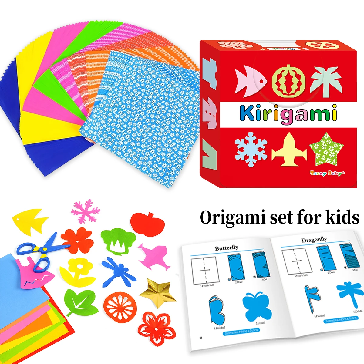 Origami Kit 40/400 Sheets Colorful Origami Paper for Kids 72 Patterns with Craft Guiding Book Gift for 4+ Girls Boys Adult