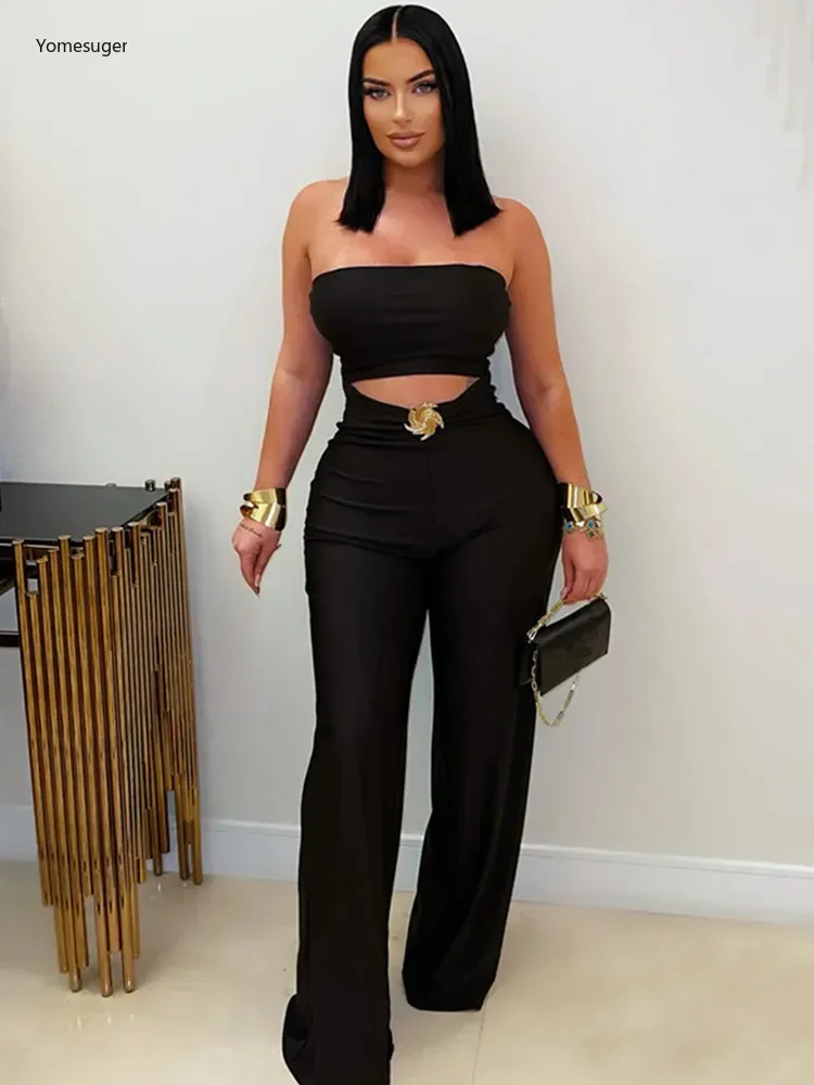 Yomesugar 2025 الخريف مثير حمالة حللا النساء محب الجوف Ruched زخرفة معدنية نحيل السروال القصير ملابس الحفلات #2