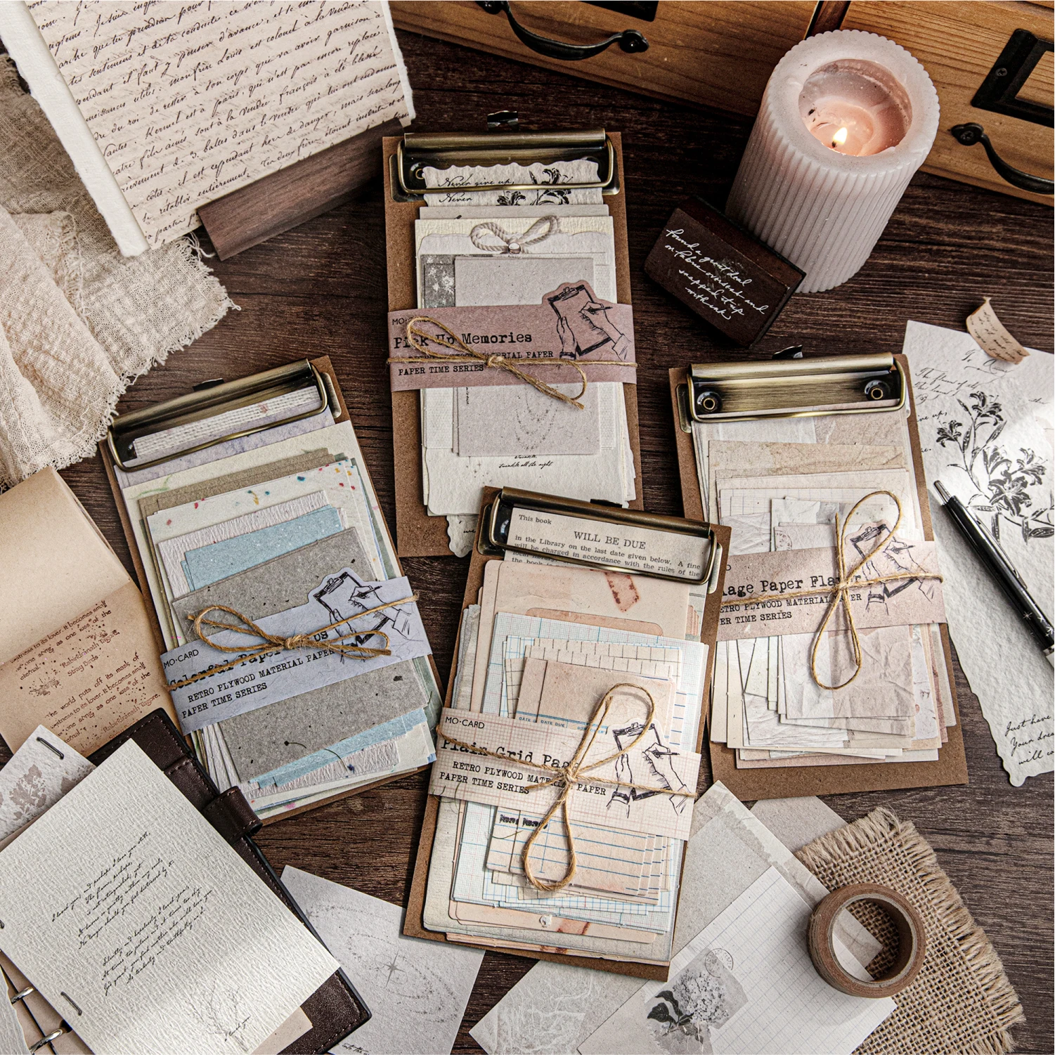 31 Pcs Vintage Collage Scrapbooking Journal Material paper Card Making DIY Retro Source Paper Creative Memo Stationery