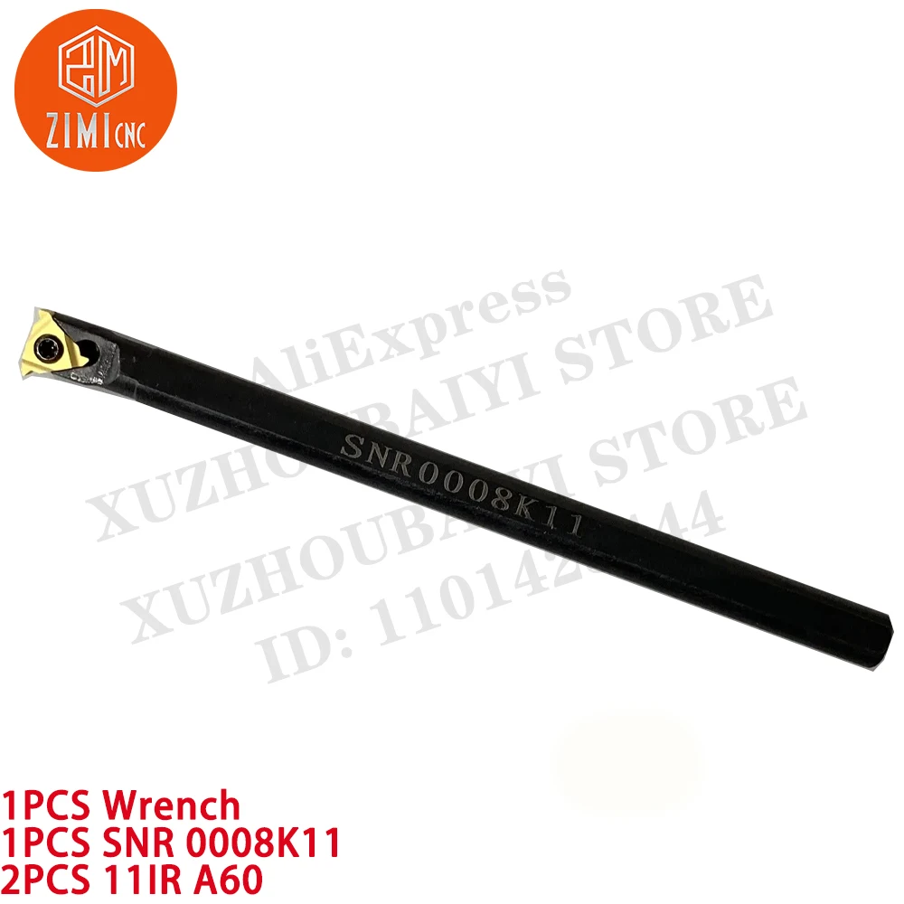 1PCS SNR0008K11 Threading Turning Tool Holder Boring Bar + 2pcs 11IR A60 Carbide Inserts CNC metal lathe mechanical cutting tool