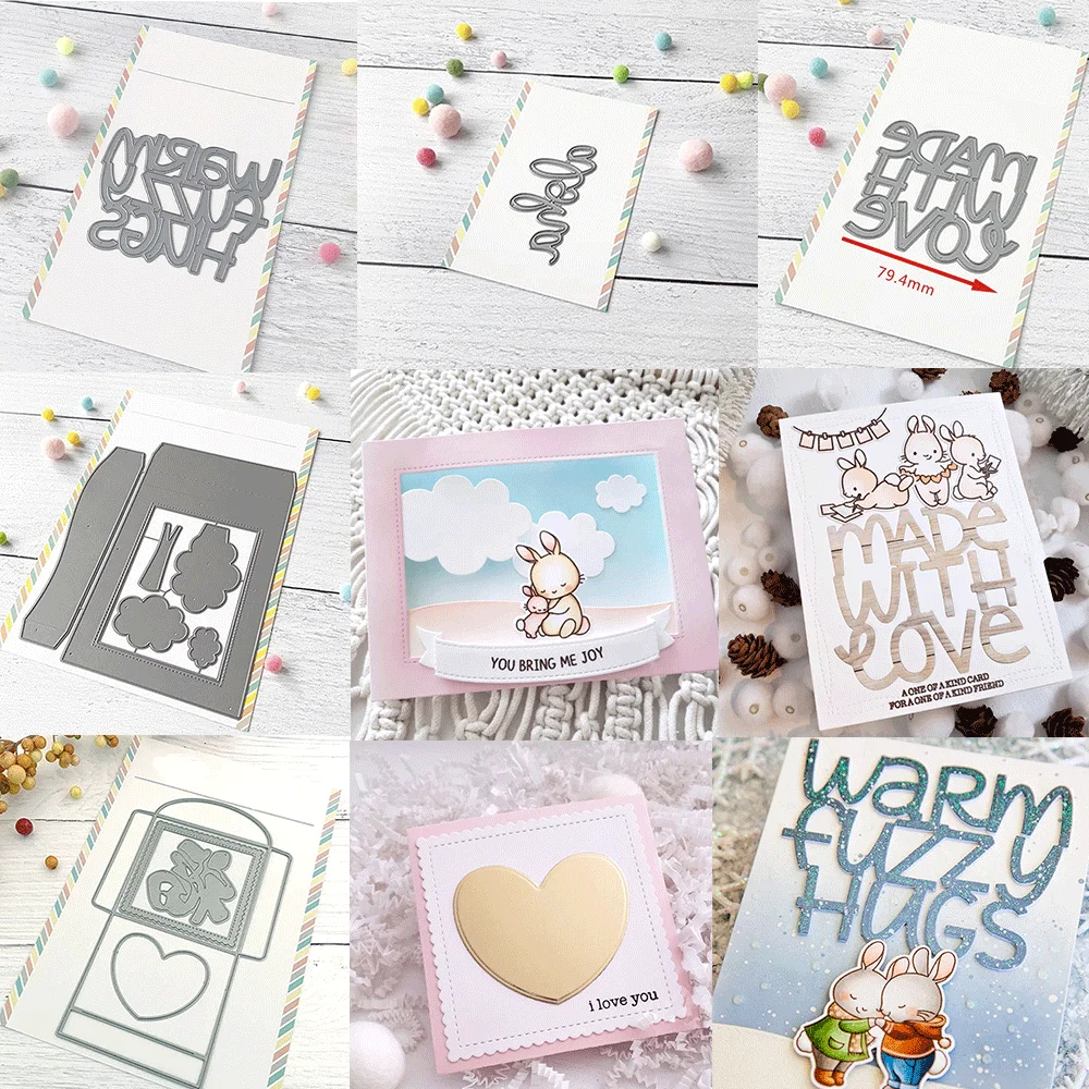 Metall-Stanzformen mit Liebeswörtern und Herz für Valentinstag, Geburtstag, Weihnachten, DIY, Scrapbooking, Kartenherstellung, Zubehör