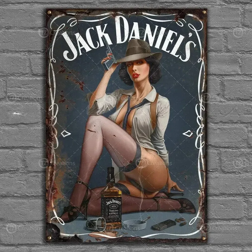 Pinup Girl Kitchen Daniels Sexy Girl Vintage Tin Metal Signs Home Décor 8x12