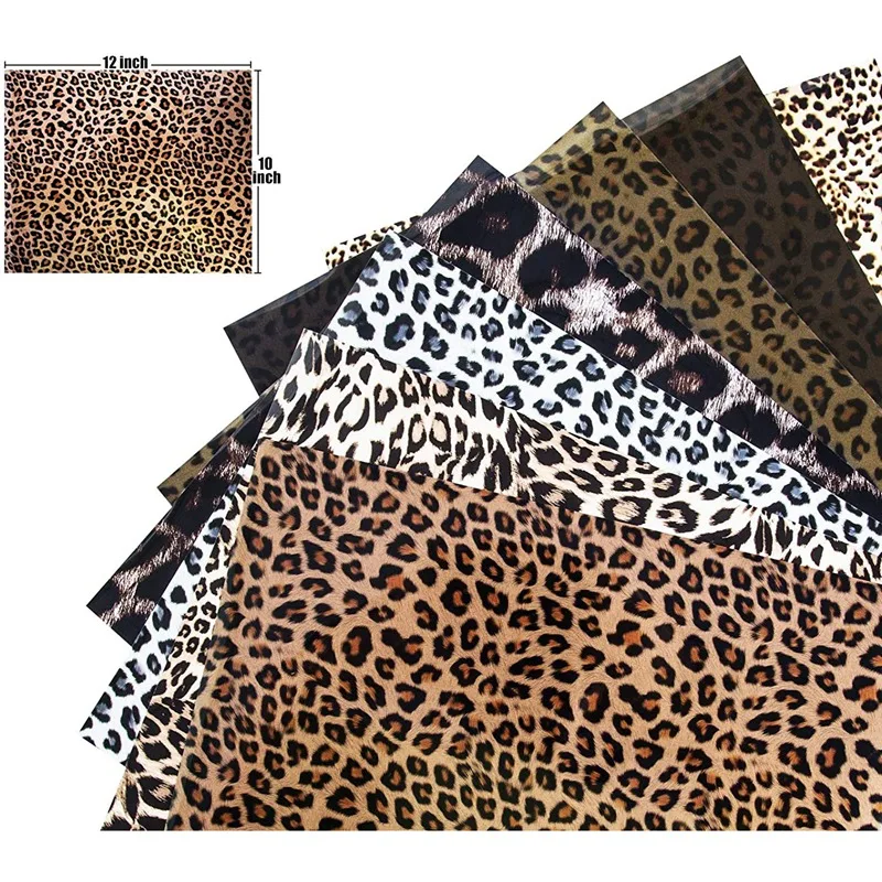 Paquete de vinilo de transferencia de calor, 7 unidades, 12X10 pulgadas, estampado de leopardo HTV, película artesanal de vinilo, ropa para decoración de camisetas