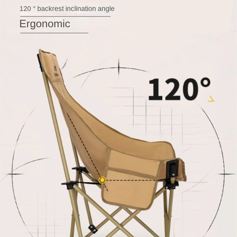 DZ Sedia pieghevole per esterni con schienale alto, grande carico, luna, campeggio, barbecue, pesca all'aperto, sedie portatili pieghevoli per il tempo libero allentate