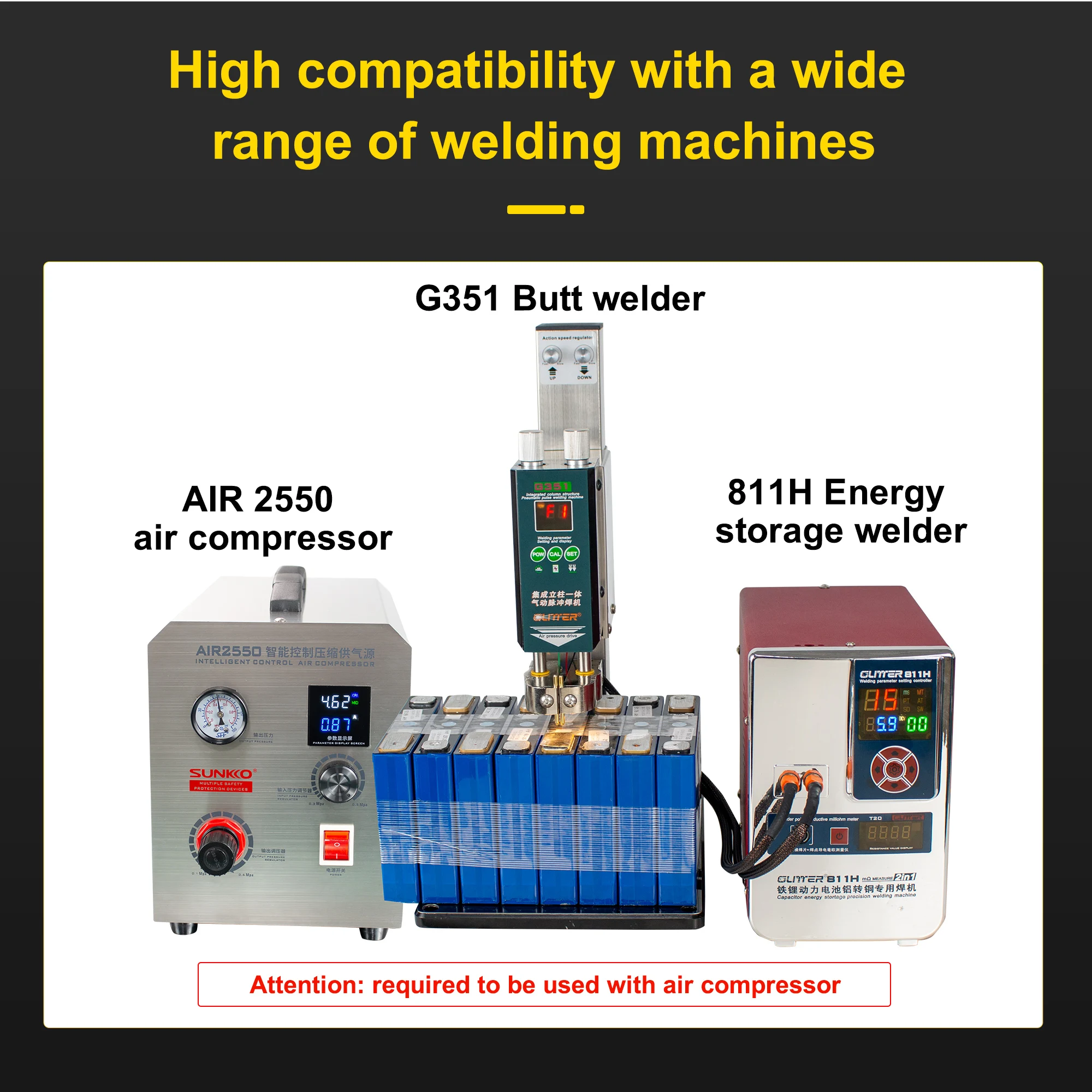 Glitter G351 High Precision Pneumatic Parallel Weld Head Downward Welding Precision Pulse Welding Machine for Pneumatic Battery