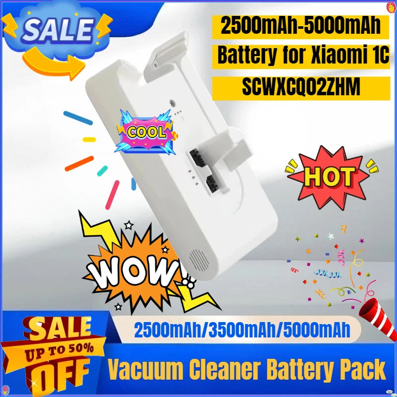 

2500mAh-5000mAh Battery for Xiaomi 1C Handheld Cordless Vacuum Cleaner Accessories SCWXCQ02ZHM Vacuum Cleaner Battery Pack 25.2V
