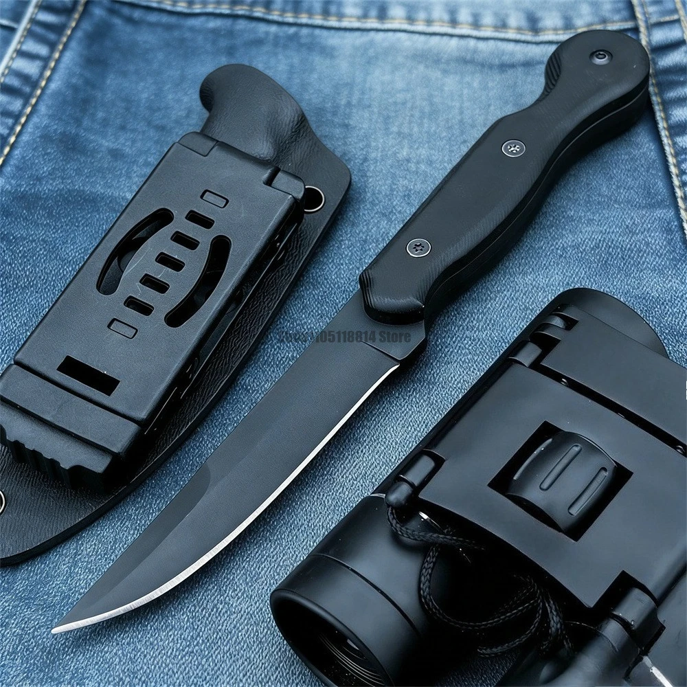

Уличный черный прямой нож, высокая твердость, устойчивость к ржавчине, износостойкий, многоцелевой и долговечный ручной нож