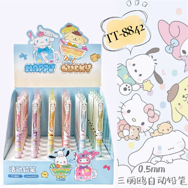 

6/36 шт. механические карандаши серии Sanrio для студентов, механический карандаш, милые карандаши с героями мультфильмов 0,5 мм, оптовая продажа.