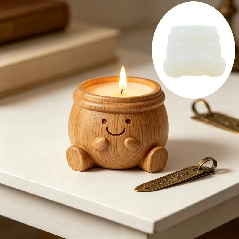 Smile Face chubby succulent plant flowerpot resin silicone mold cartoon expression storage box candle cup pen holder gypsum mold