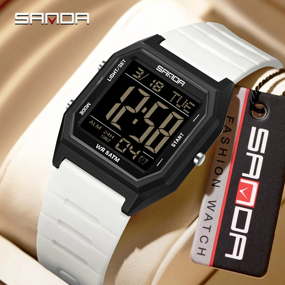 

SANDA 6355 Unisex Students Sport 5ATM Waterproof Multi-Function Electronic Wristwatch with Luminous Alarm LED Outdoor Stop Watch
