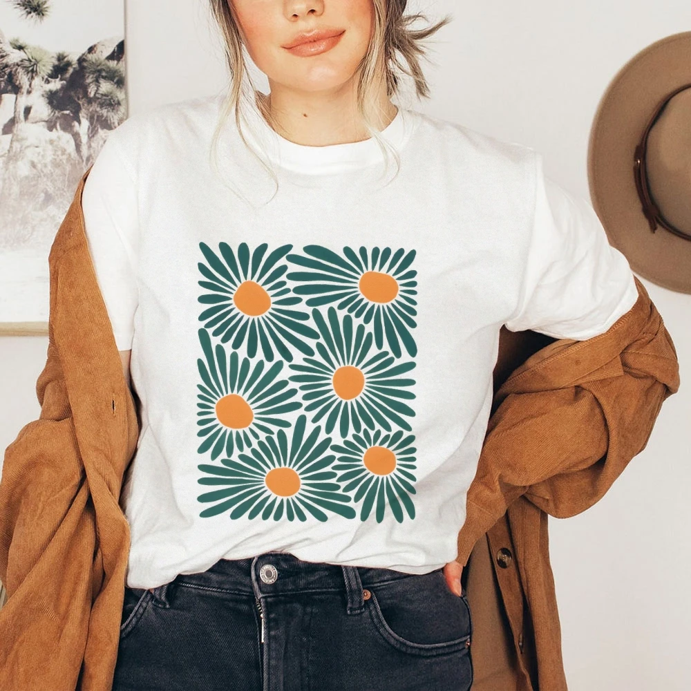

Women's Floral Graphic Cotton T-Shirt Y2K Vintage Style Daily Casual Tee Top Soft Breathable Gym Wear