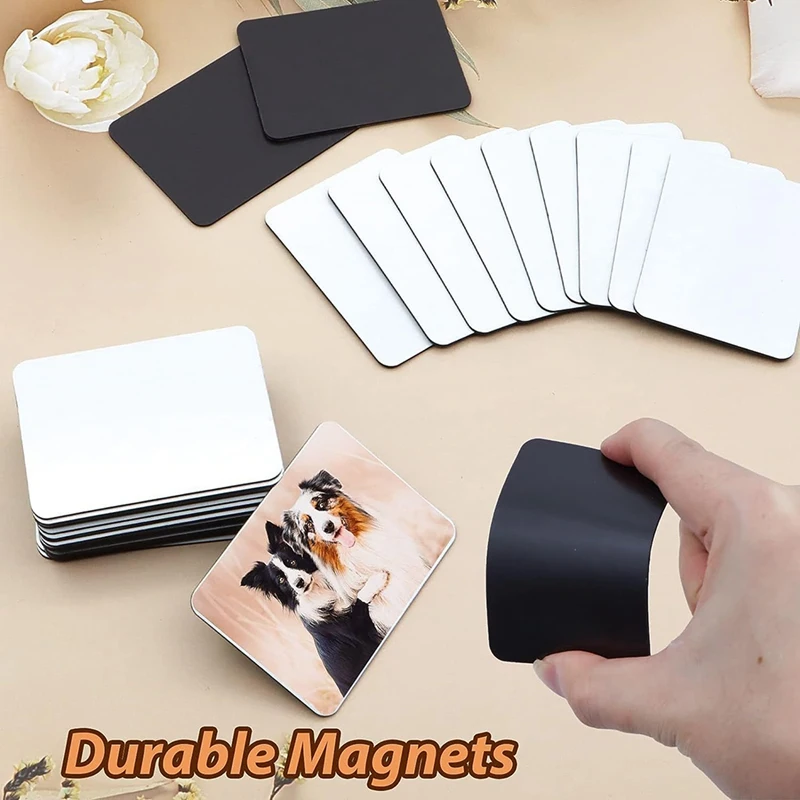 34PCS Sublimation Magnets Blanks, 3X2.2 In Personalized Fridge Magnet Blank Sublimation Refrigerator For Kitchen Office White