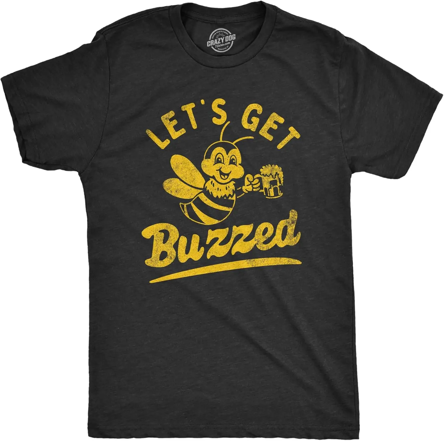 Mens Lets Get Buzzed T Shirt Funny Wasted Drinking Honey Bee Joke Tee for Guys
