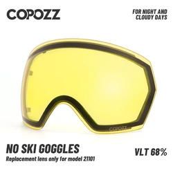 COPOZZ Replacement Ski Goggles Lens For Model 21101 Anti-fog UV400 Spherical Ski Glasses Snow Goggles Eyewear Lenses (Lens Only)