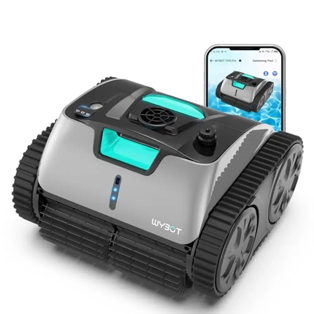 Automatic Pool Cleaner Robot Intelligent Cleaning 65W Motor Wall Climbing 150 Mins Runtime 1614 sq.ft Coverage