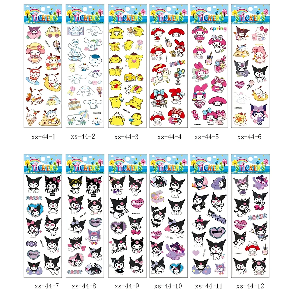 12 個かわいいサンリオバブルステッカーかわいい女の子子供漫画装飾デカールクロミマイメロディ 3D ふっくらバルクステッカーおもちゃギフト