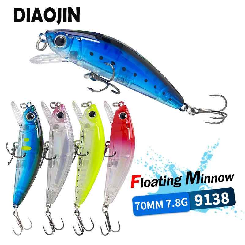 7cm 7.8g 3D Minnow Fishing Lures Floating Wobblers Artificial Hard Bait Inshore Crankbait Pesca Trout Fishing Tackle Accessories