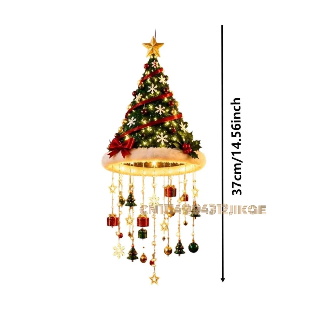 Glowing Santa Hat Hanging Chandelier, Warm LED Lighted,Cascading String Lights for Porch Holiday Party Home Decoratio - view 4
