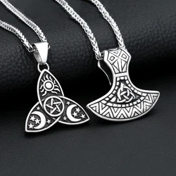 Fashion Nordic Vikings Amulet Pendant Necklace For Men Women 316L Stainless Steel Viking Celtic Knots Necklace Punk Jewelry Gift