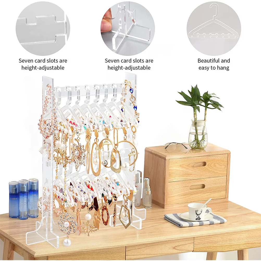 

1Set Earring Display Stand Acrylic Jewelry Rack Necklace Hanging Organizer Desk Jewelry Storage Holder Display Rack