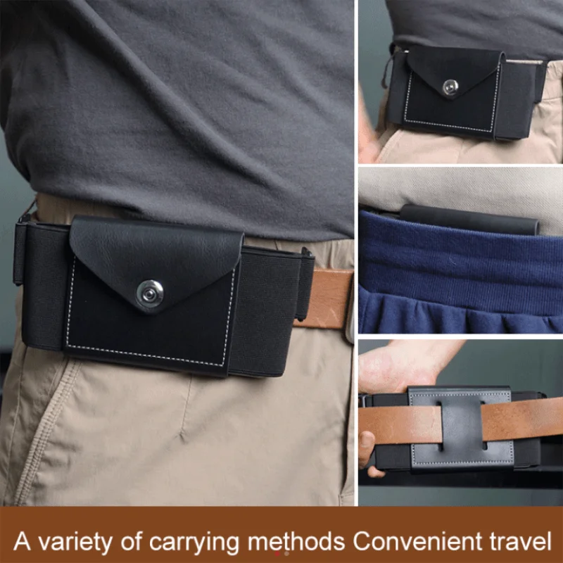 Invisible Anti Theft Stretch Belt Bag Fashion Men Multi-function Small Waist Bag Leather Belt Pack Wallet Coin Purse Ca