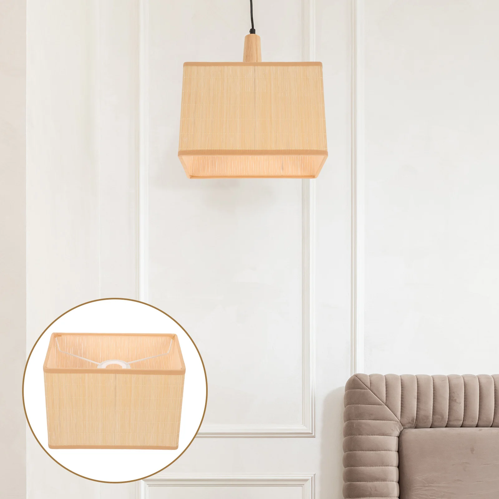 

Handwoven Bamboo Lampshade Rustic Pendant Lamp Cover Ceiling Light Shade for Corridor Kitchen Hotel Warm Atmosphere