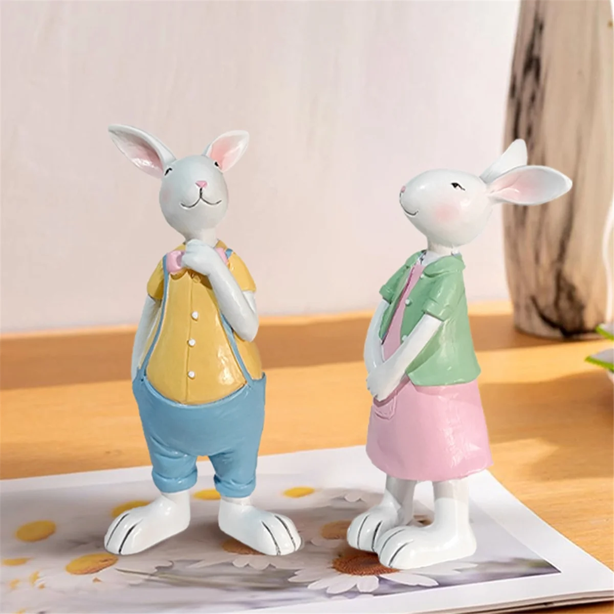 ATTU Pasqua Decorazione animale carino Casa rurale Animale Resina Figurina animale Decorazione Ornamenti da tavolo