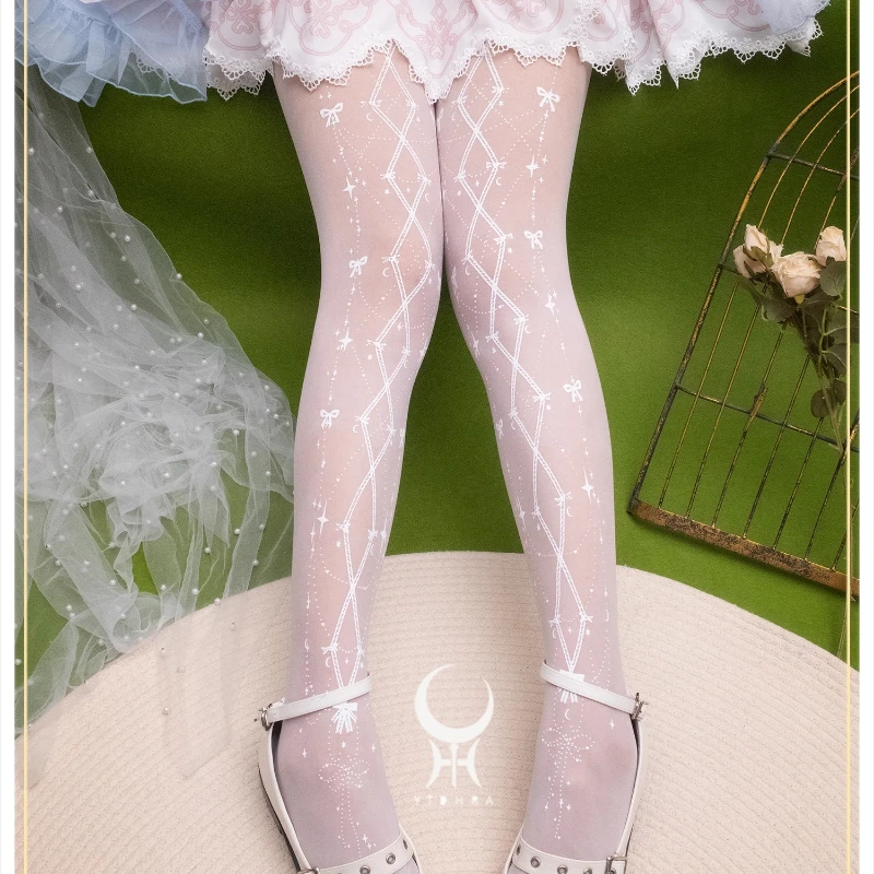 Japanese Style 2025 Spring Summer Autumn New White Mesh Women's Socks Original Design Sweet Cute Lolita Versatile Tights Ladies