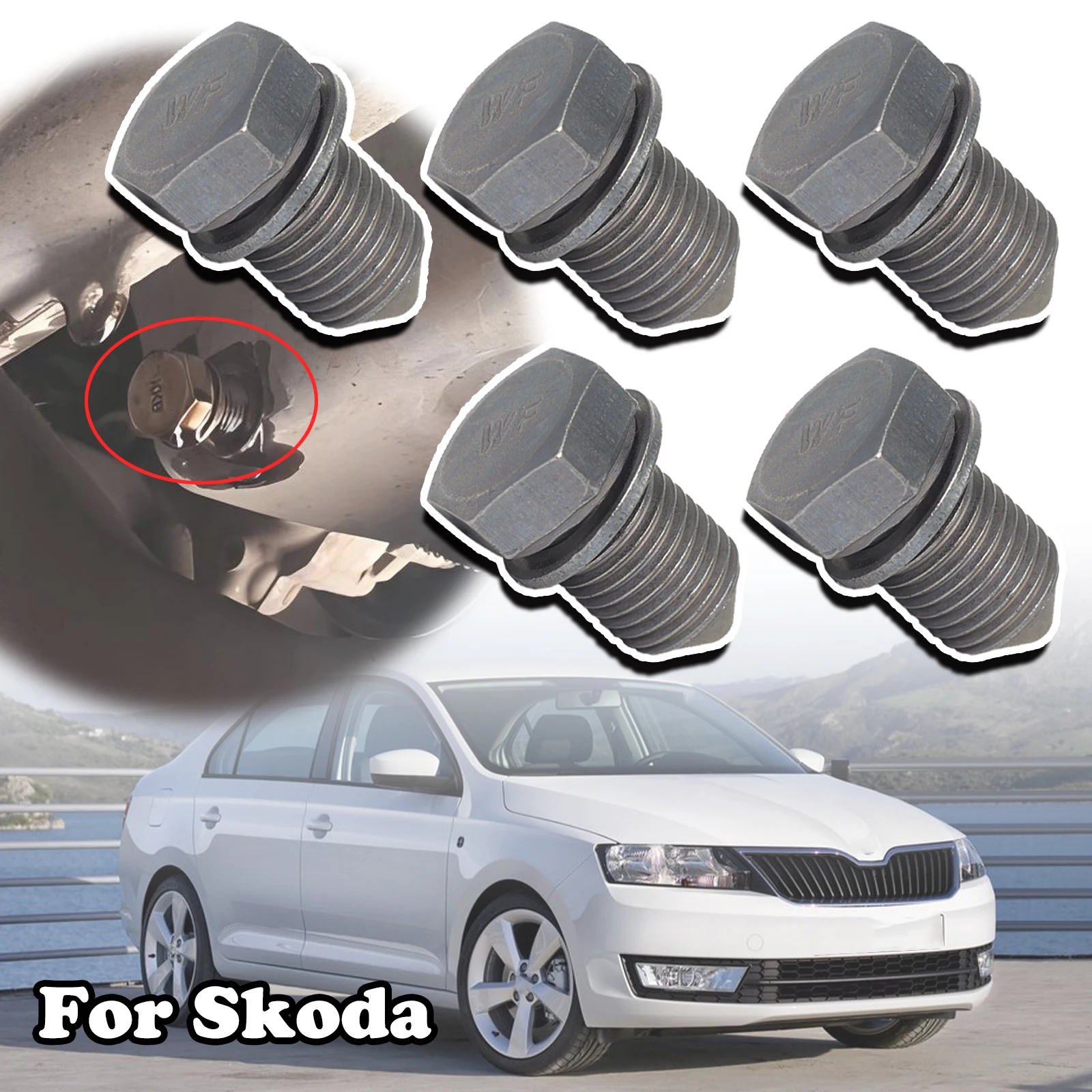 

5/10pcs Car Engine Oil Sump Pan Plug M14x1.5x22 For Skoda Fabia 6Y NJ Octavia 1U 1Z 5E 1996 2017 Drain Seal Washer Screw Thread
