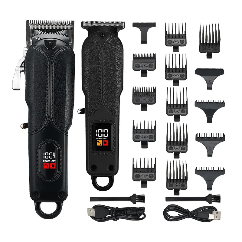 Professional Hair Clipper Set Rechargeable Hair Trimmer with LCD Digital Display Cordless Barber Hair Cutting Machine