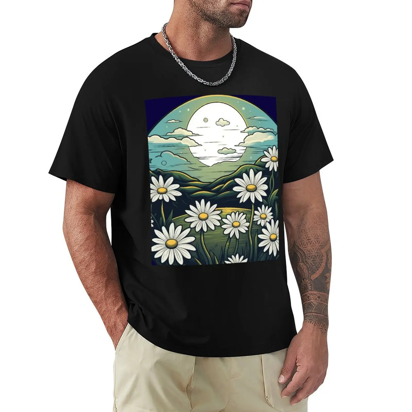 

Midnight Daisy T-Shirt plain shirts graphic tees funny shirt cotton Men's cotton t-shirt