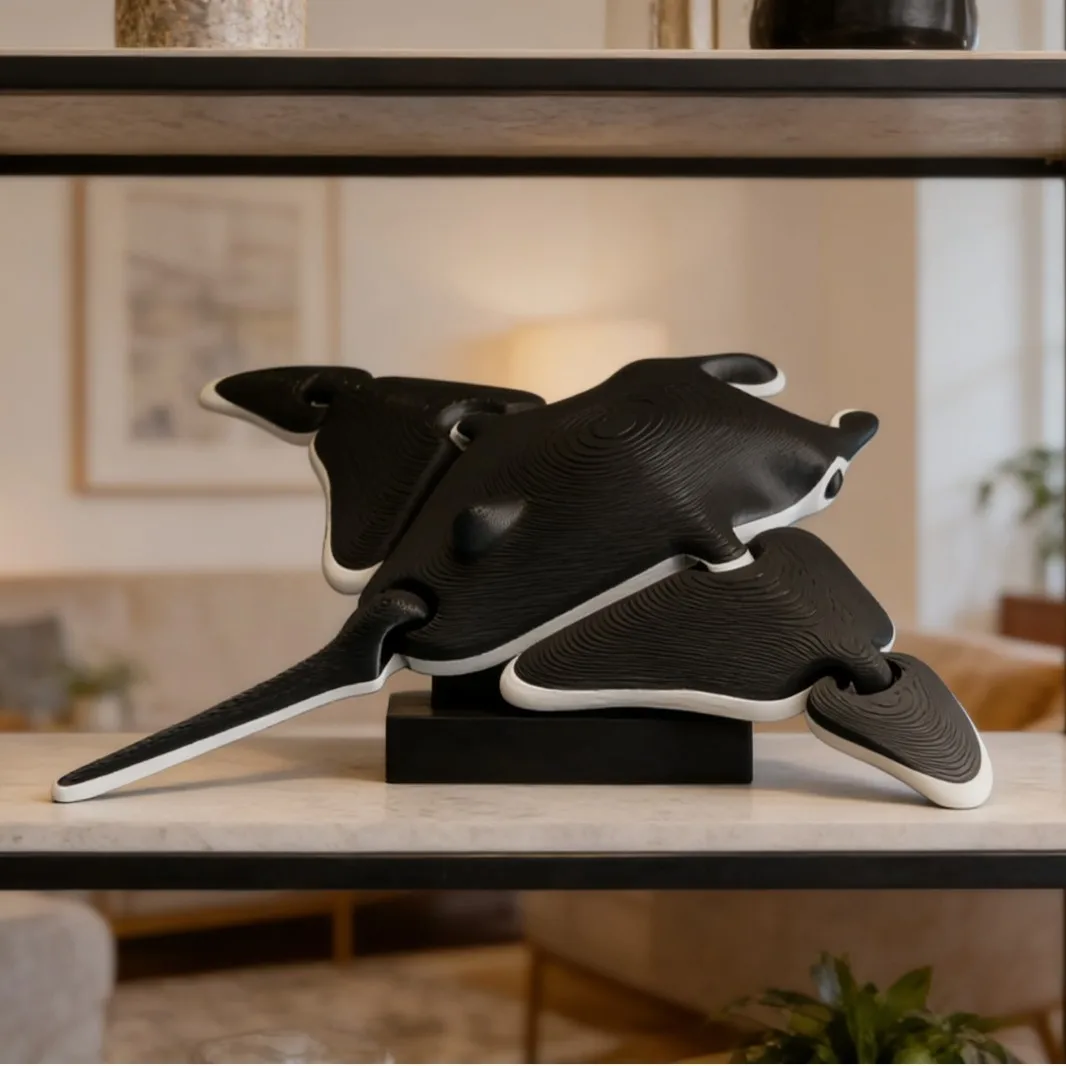 3D Printed Toy Manta Ray with Joint Movable for Home Decoration Marine Aquarium Biological Model Exclusive Souvenir or Kids Toys