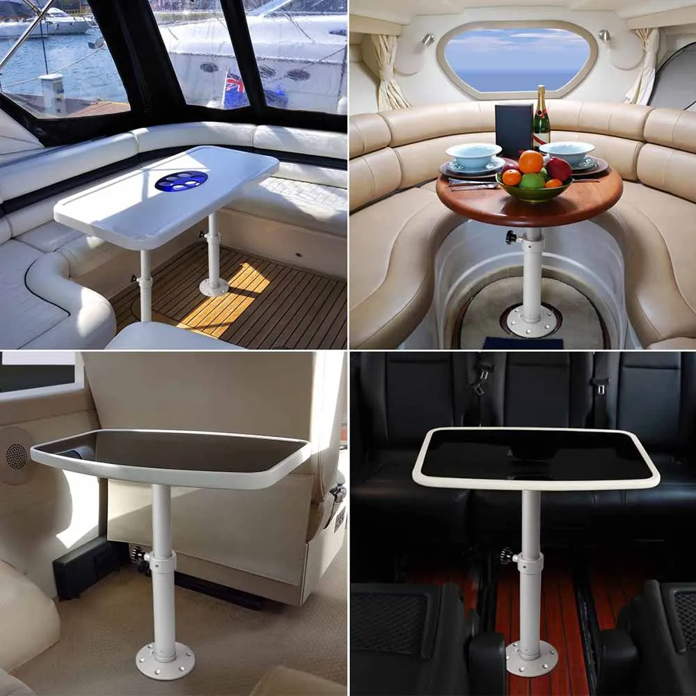 Adjustable Table Pedestal Detachable Table Base Stand Leg Base Mount Frame Aluminum Alloy Table Base Kit for RV Boat Yacht