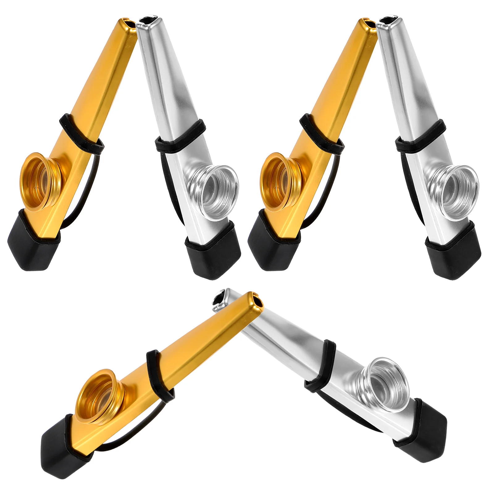 

6 Pcs Kazoo Instrument Silver Gold Dust-proof Mouthpiece Kids Musical Beginner Practice Small Size Metal Kazoos Bulk