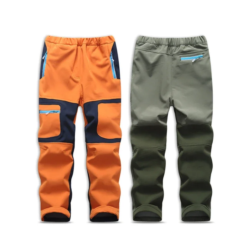 Brand Boys Girls Waterproof Fleece Lined Soft Shell Hiking Pant School Kids Convertible Trousers Child Activities Bottoms 3-12Yr