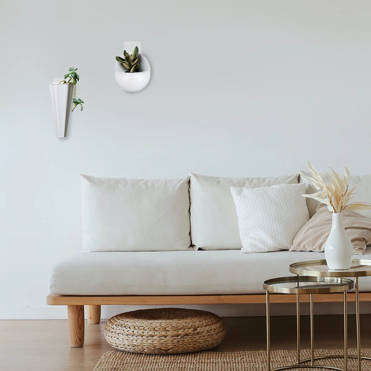 4 قطع أنماط بيضاء Pp معلقة تعليق للزهور المنزل زراعة جدار زهرية ديكور جدار زهرية