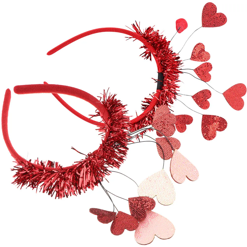 Valentine Heart Headbands 2pcs – Durable Party Headwear for Adults, Holiday Photo Props & Festive Headdress