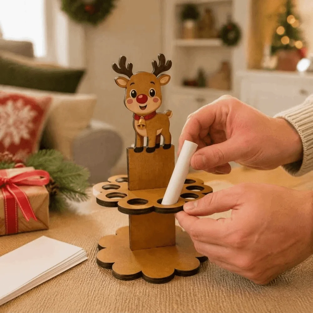 Snowman 10 Holes Christmas Cash Holder Wooden Festive Ornament Money Dispenser Decorative Gift Xmas Gift Festive Occasions