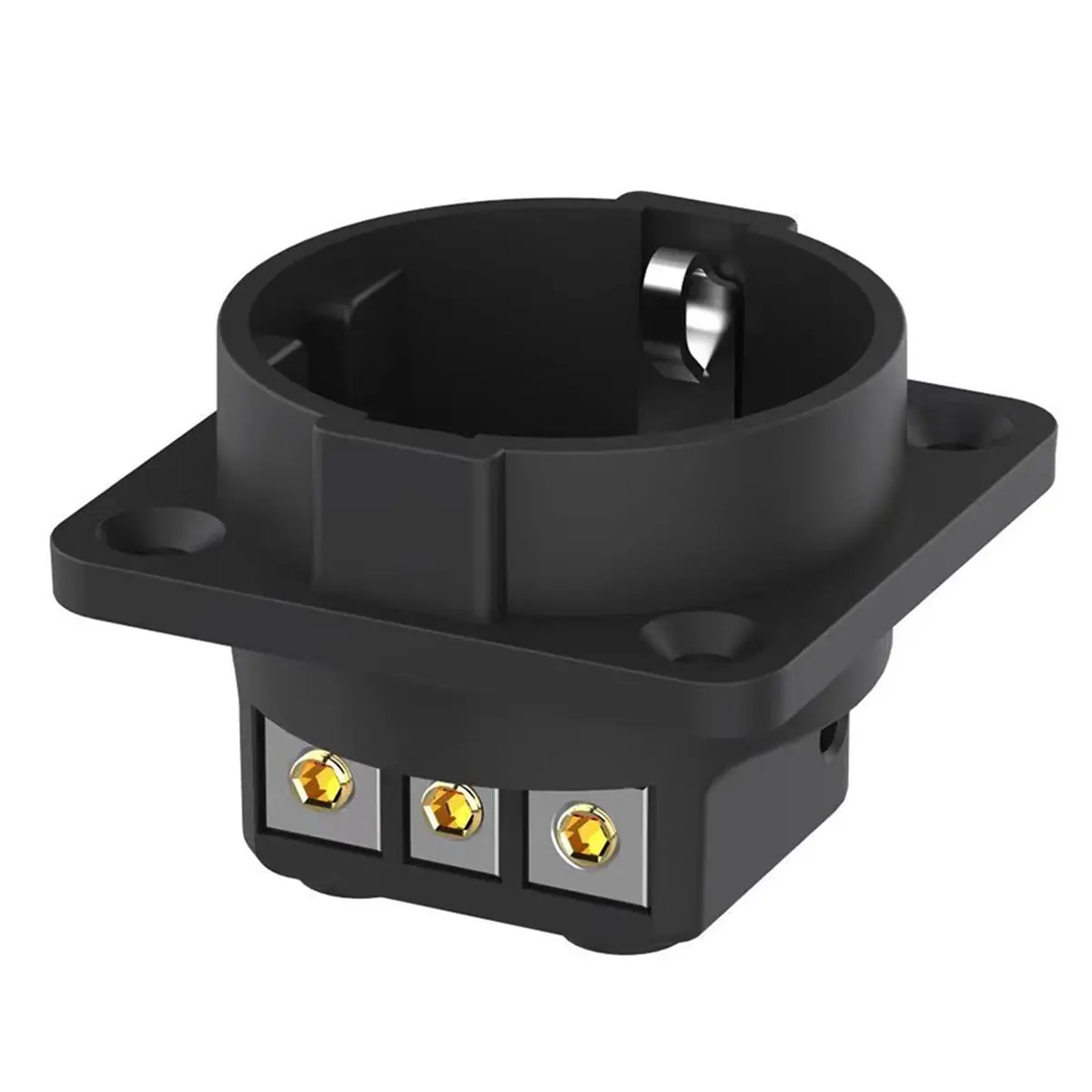 Happy New-  ES3R Pure Copper Power Outlet EU Schuko Socket Plated AC 250V 16A 2Pin IEC Inlet Schuko Chassis Socket EU Plug
