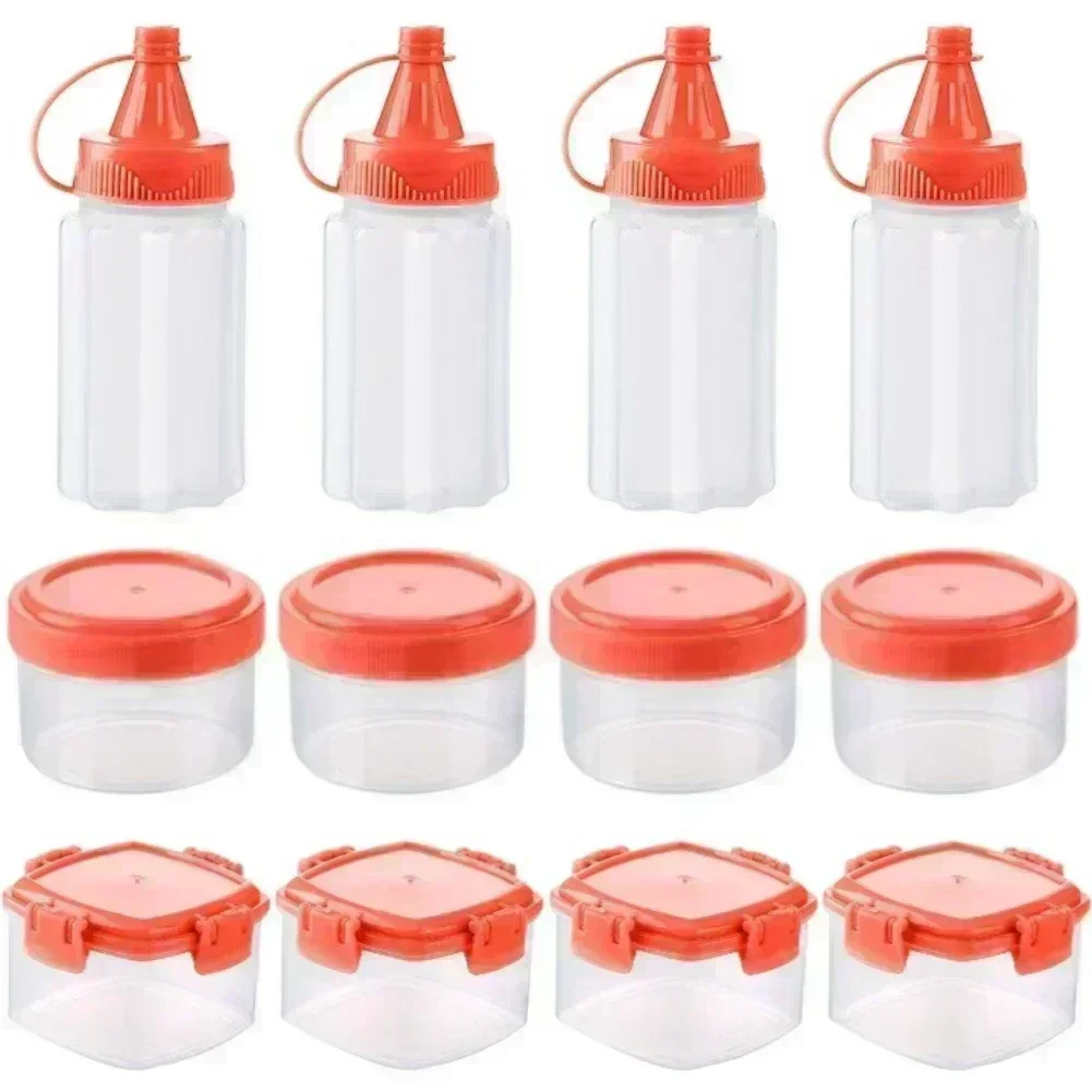 

Round Box Squeeze Bottle Kitchen Gadgets BBQ Bottle For Kitchen Gray Green Kitchen Tools Portable Red Sauce Box