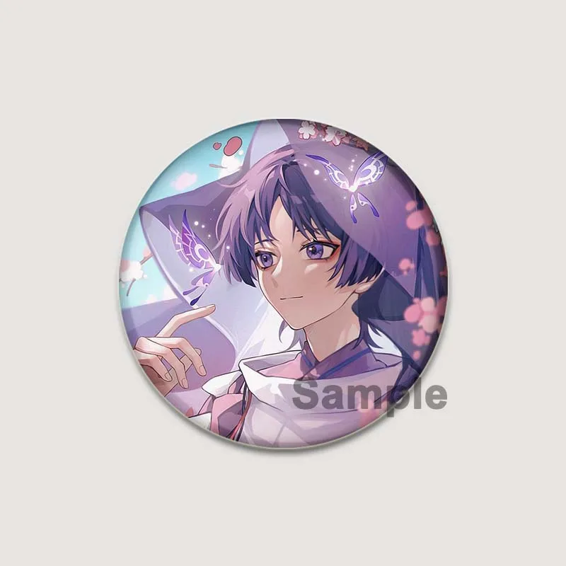 58mm Genshin Impact Brooch Game Anime Badge Cartoon Figure Kunikuzushi Round Display Brooches Lapel Pins Jewelry Gift Accessory