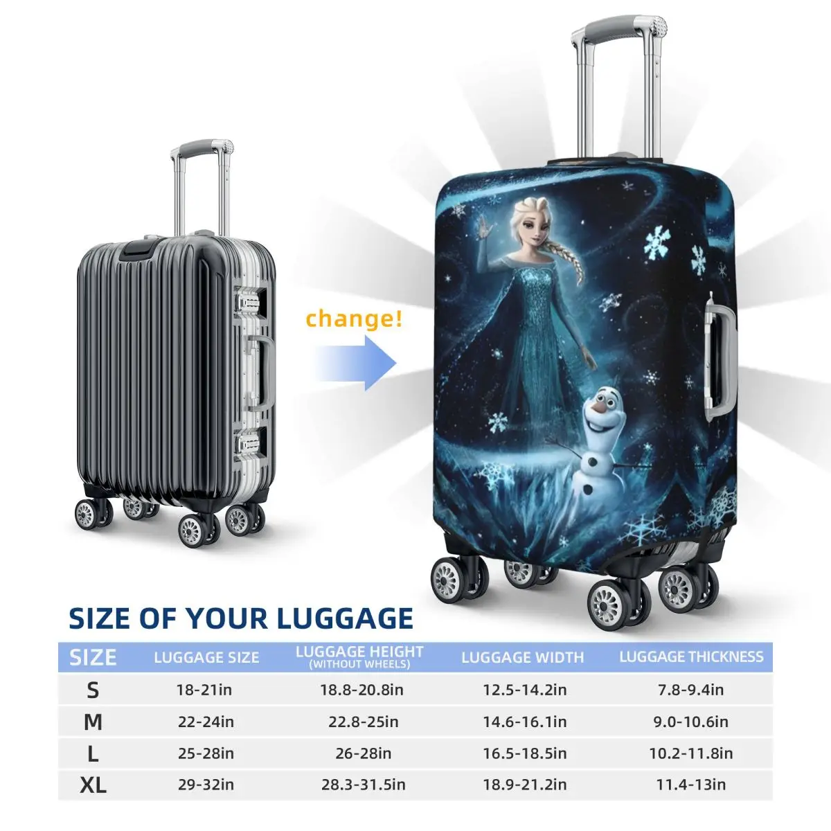 Frozen 2 Elsa Sophia Cartoon Valigia Cover MINISO 2024 Nuova serie Princess Vacanza Affari Utile Custodia protettiva per bagagli