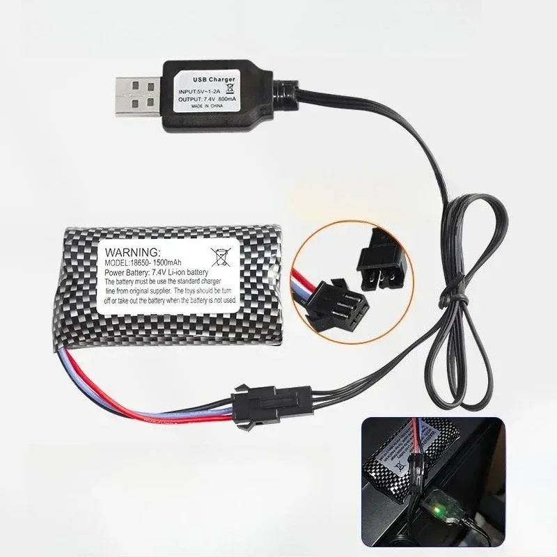 [NEW]  18650 Lithium Battery 7.4V 1500mAh High Capacity Long Life for Torsion RC Car Remote Control Climbing Deformation Vehicle