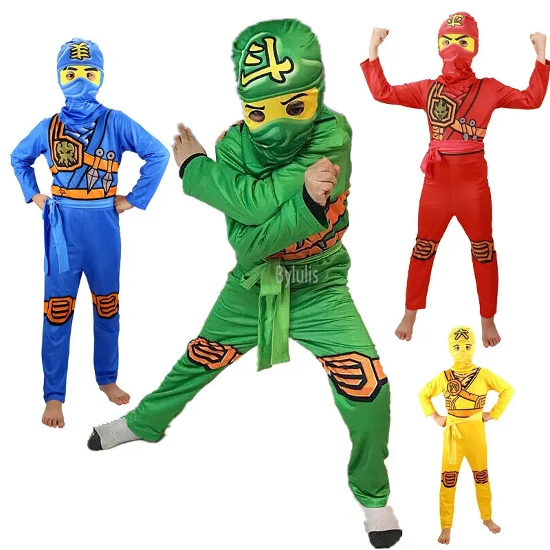 

Anime Ninja Cosplay Costumes Boy Jumpsuits Children Fantasy Halloween Christmas Party Clothes Ninja Superhero Streetwear Suits