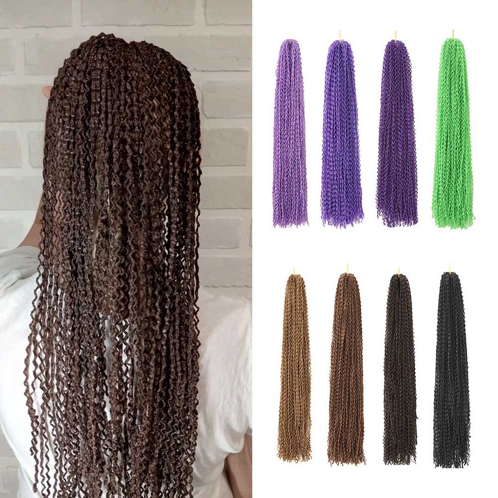 3X Pre-Looped Curly Synthetic Zizi Braids Thin Small Box Braid Crochet Twisted Hair Synthetic Kanekalon Braiding Hair Exten