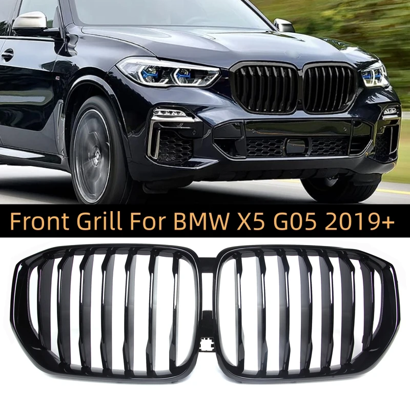 

X5 Car Front Kidney Grill Racing Grills For BMW X5 G05 2019+ Carbon Fiber Gloss Black M Trap Grille Auto Accessories Single Line