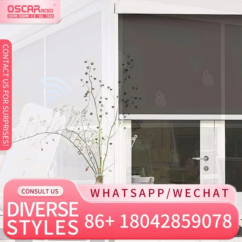 

Outdoor Clear PVC Zip Track Blinds Manual Motorized Zip Screen Roller Blinds for Patio Garden Balcony Rolling Blind