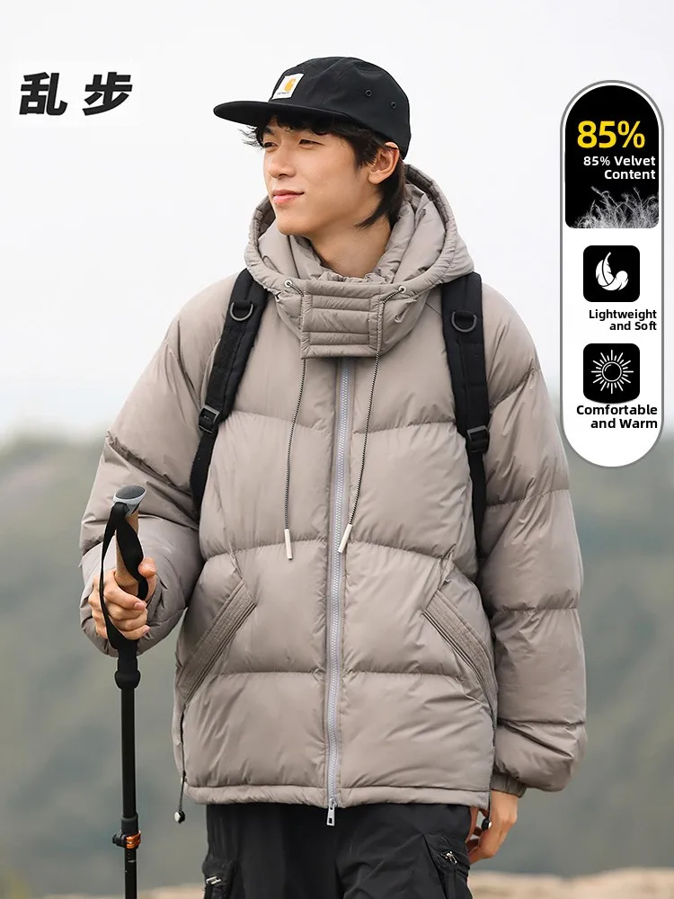 

Men's Outdoor Casual Thiened down Jaet Windproof Warm Winter Faion Brand Loose All-Match Rampage Hooded Coat