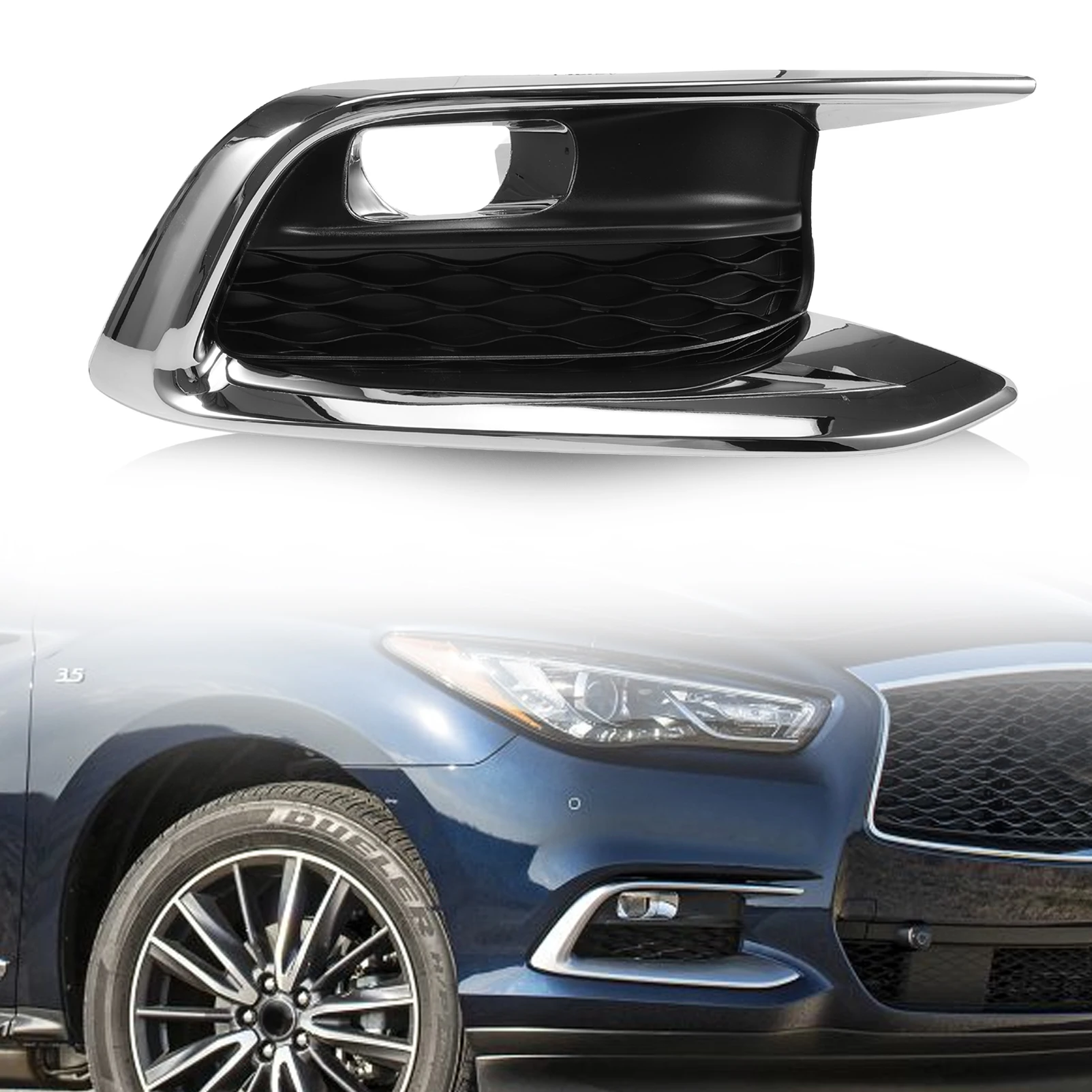 

622569NC1A 1Pc Front Right Bumper Fog Light Cover Fog Lamp Frame Grille Cover 62256-9NC1A for Infiniti QX60 2016-2021 IN1039109